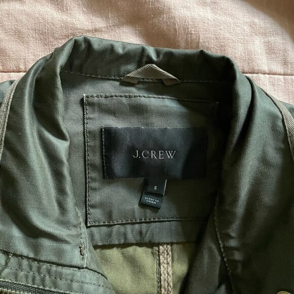 J Crew Womens Downtown Field Jacket Sz Small Olive Green Waxed Cotton Military - Picture 8 of 8